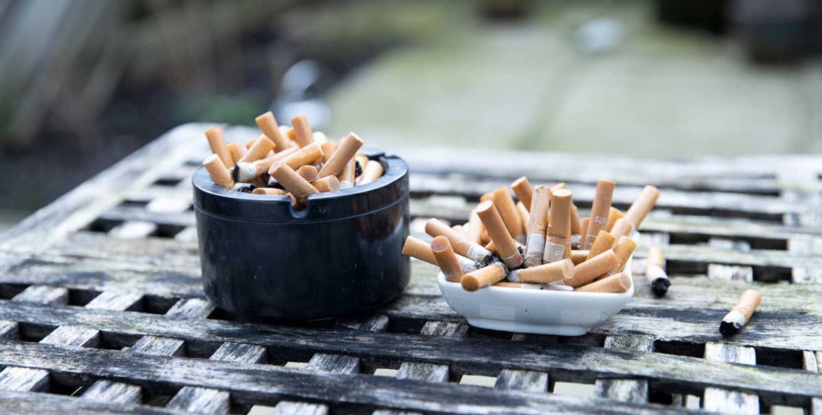 cigarettes in ashtrays