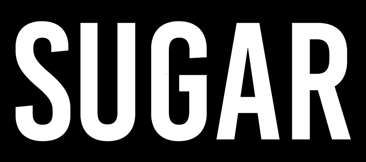 Sugar logo - black background white text